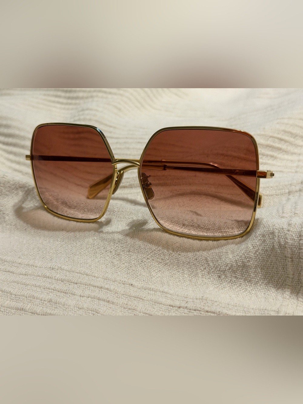 Authentic Celine Gold Metal Sunglasses with Rose-Tinted Lenses - Picture 2 of 8